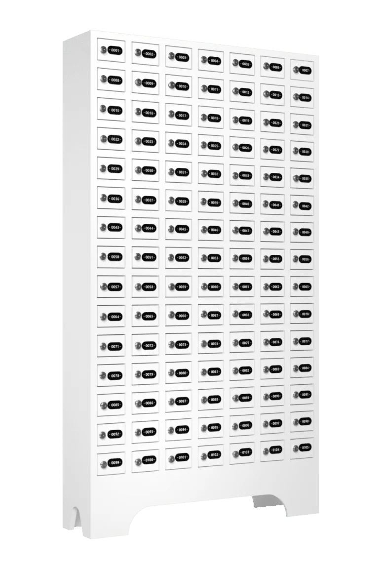 armario para vestiario porta objetos 105 portas 7 colunas 15 portas por coluna lateral fechado 1000x1500 1