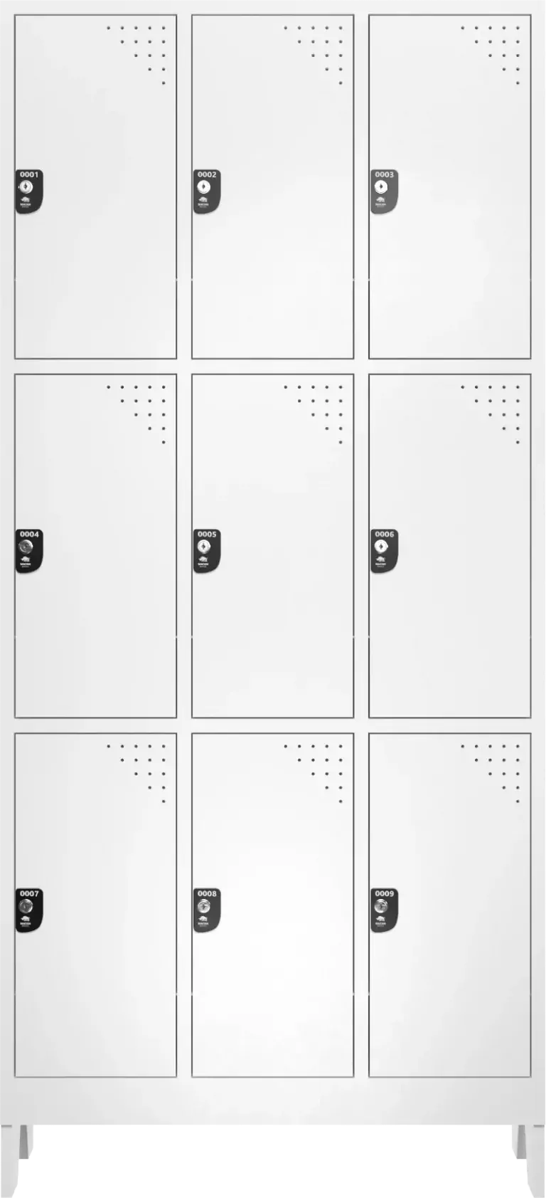 armario para vestiario branco armario roupeiro 9 portas 9 usuarios armario de plastico imagem frontal cortada